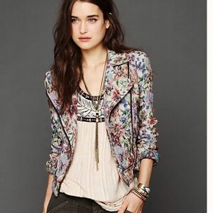 Free People Floral Tapestry Moto Jacket (size 4)